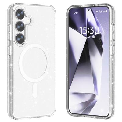 Чехол для Samsung Galaxy S25+ Совместимый с MagSafe Ударопрочный ТПУ+ПК Блестящая задняя крышка