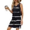 Женский летний повседневный сарафан без рукавов с V-образным вырезом и полосатым принтом для пляжного отдыха