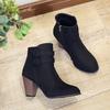 Retro Boots Women's Shoes 2024 New Square Heel Woman High Shoe Rubber Ankle Female Solid Platform Short Boots Zapatillas Mujer