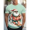 2026 Christmas Theme 3D Printed Crew Neck Short Sleeve Tees Funny Santa Claus Graphic T-shirt for Men Clothing Tops