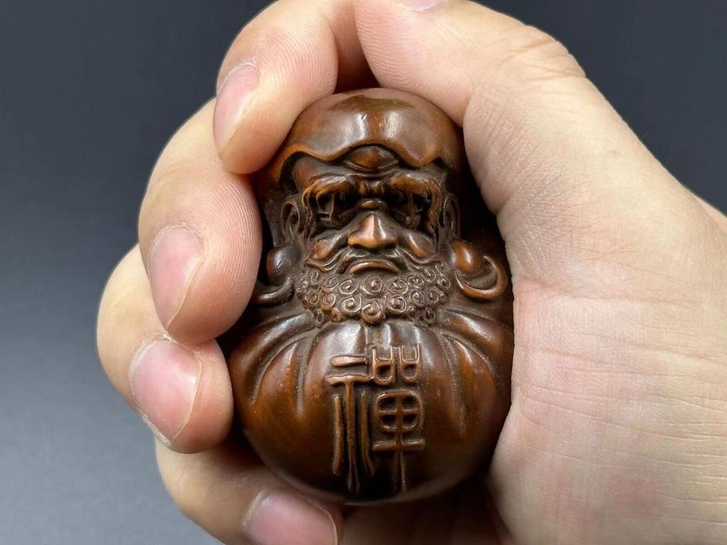 Chinese Vintage Boxwood Carving Damo Figure Statue Collection Nice Art Work Gift