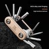 Portable 8 In 1 Bike Multitool Folding Bicycle Repair Tool 45CR Steel Electroplated Titanium Allen Wrench Screwdriver Kit