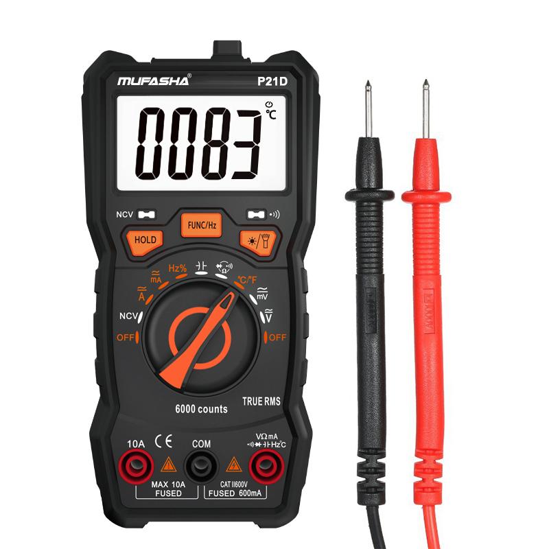 MUFASHA P21D Multimeter Digital 6000 COUNTS NCV, ACA/DCA/DCV/ACV Automatic Range Multimeter