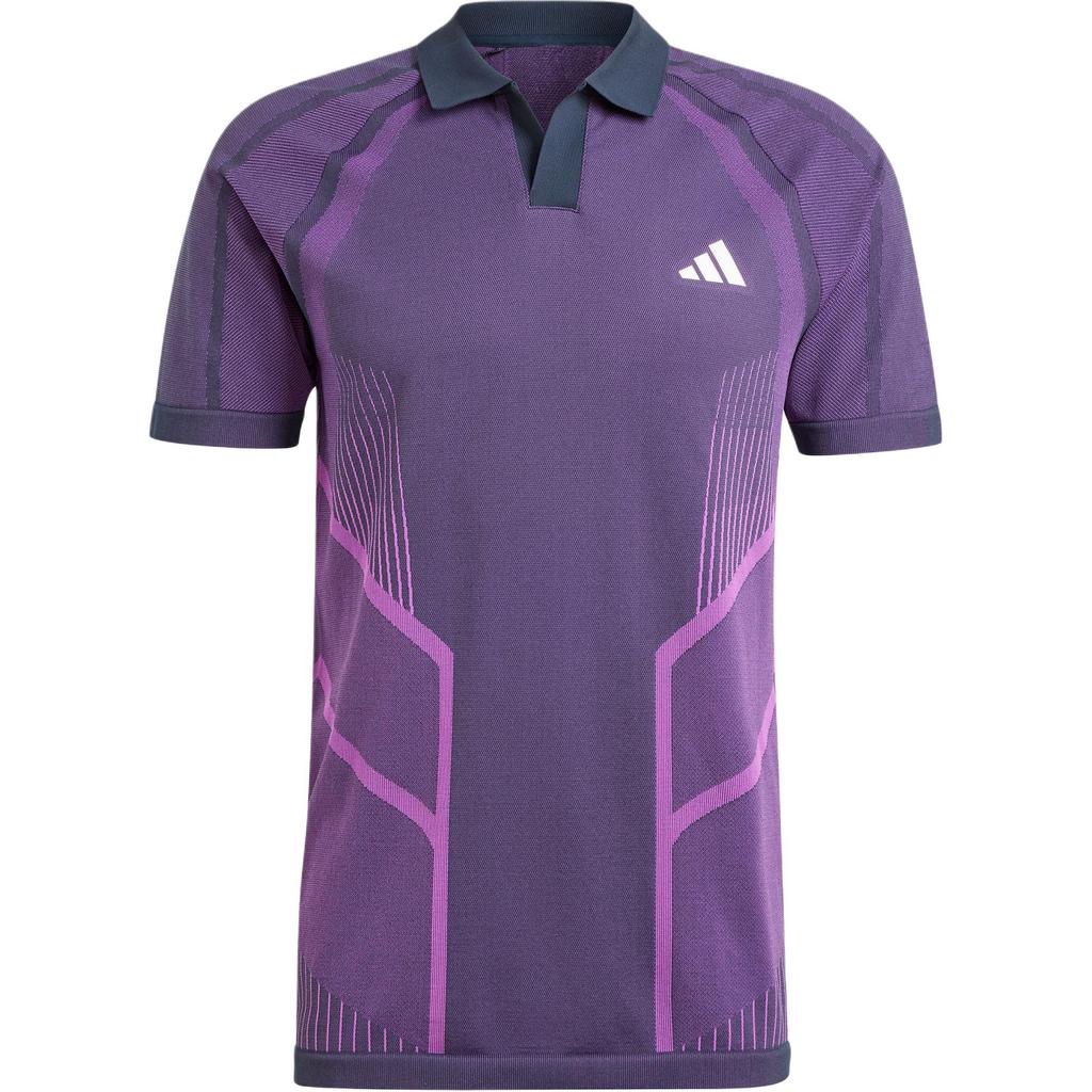 adidas Pro Бесшовный пуловер-поло Aeroready Freelift в полоску с принтом и короткими рукавами, мужские топы фиолетового цвета IM8894