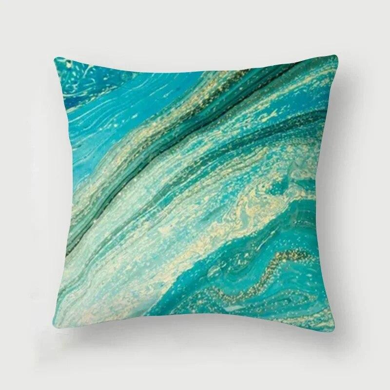 Nordic Blue Marble Polyester Pillowcase Sea Rock Texture Bedside Sofa Chair Throw Pillow Cushion Cover Home Decor