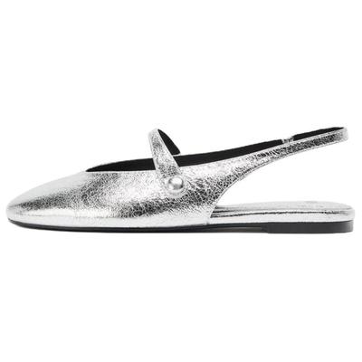 Модные повседневные балетки женские туфли серебристые 3501610808