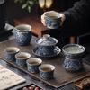 Античный сине-белый гайвань Саньцай для чайной церемонии Кунг-фу: Керамическая чашка для чая с кракелюром и большая кружка для выращивания