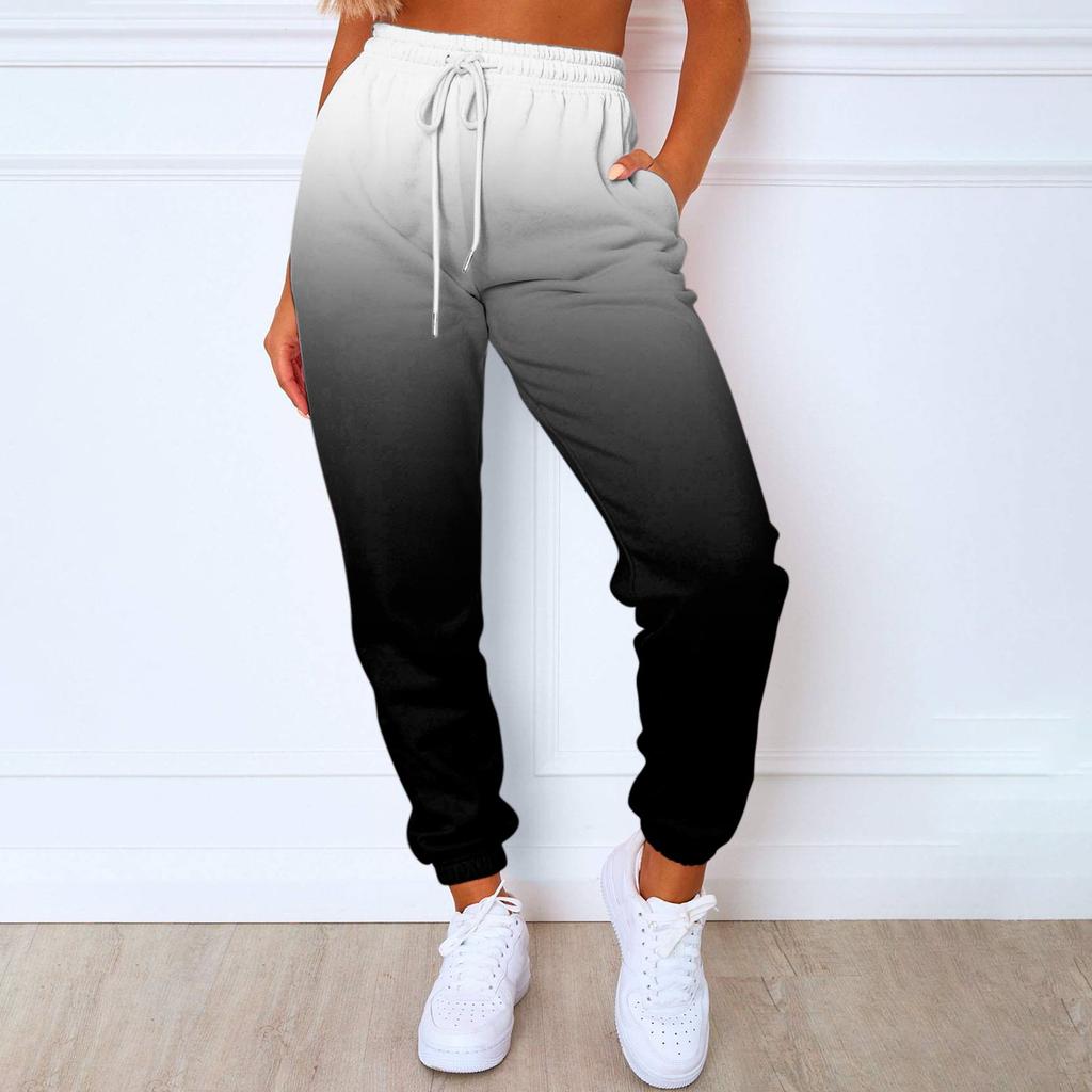 Женские модные спортивные повседневные спортивные штаны с карманами и шнурком с принтом