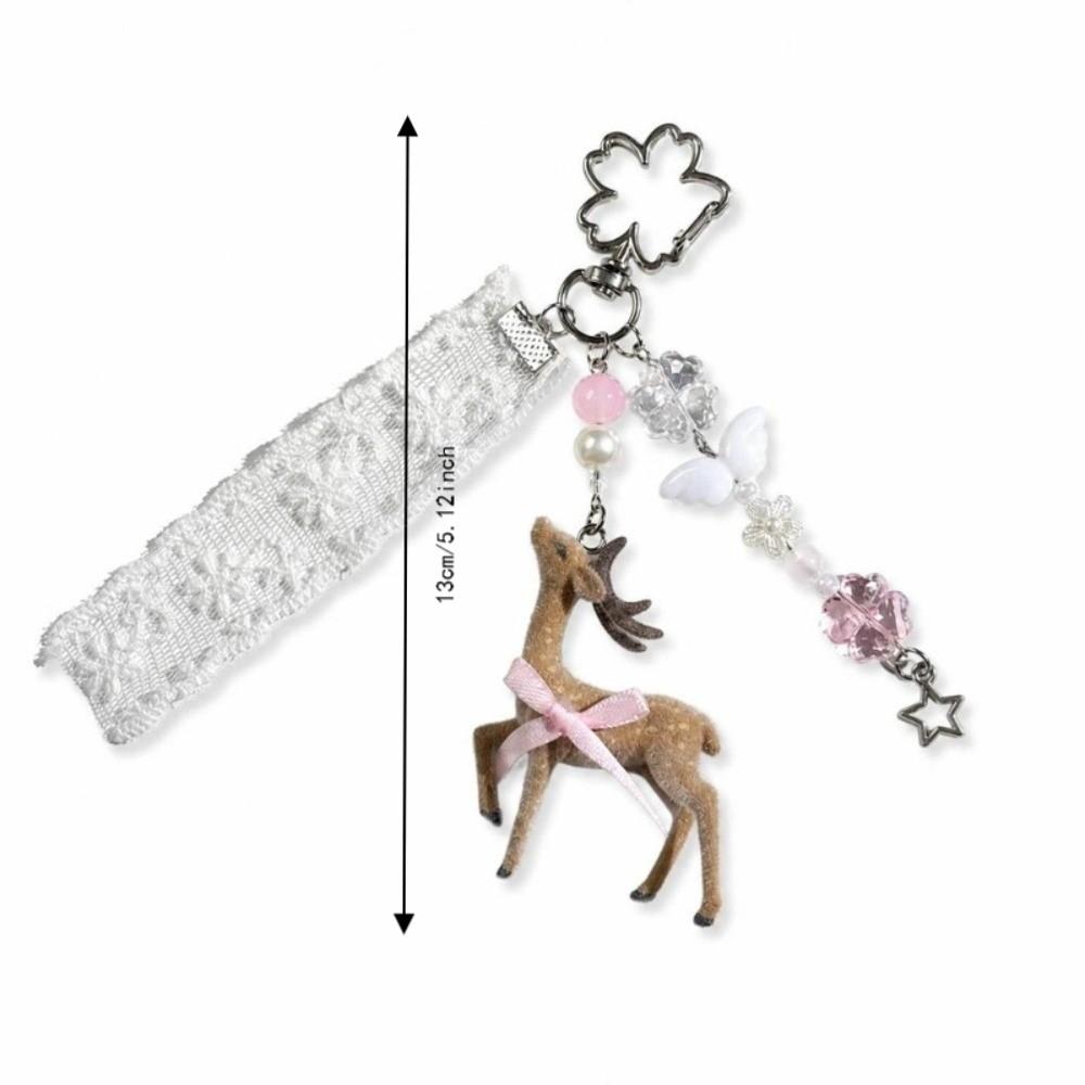 Ribbon Bow Design Plush deer ornament Coquette Style Phone Charms Cute Bag Pendant Phone Accessory
