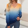 Women's Tops Gradient Printed Long Sleeve Shirt V Neck Casual Loose T-Shirt Autumn Clothing