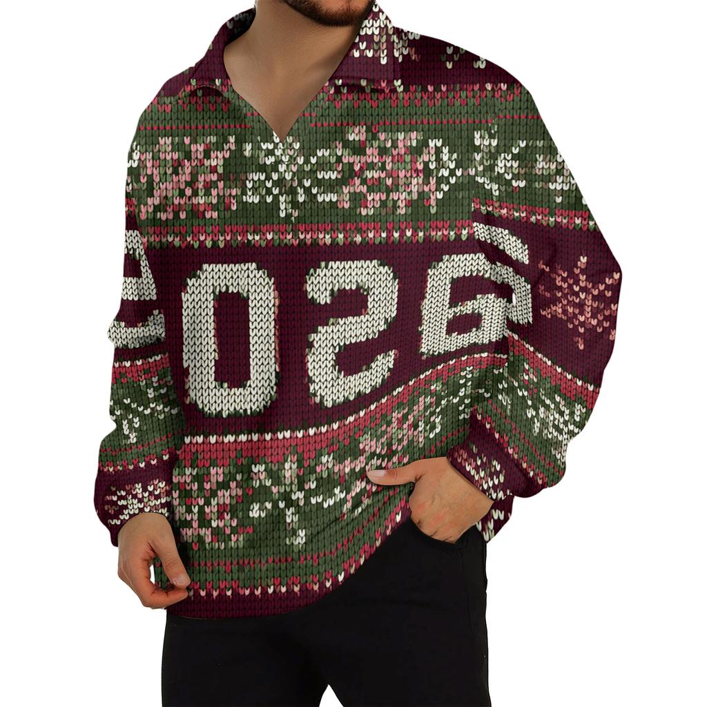 Men's Casual Collared Long-Sleeve Knit Base Layer Top