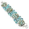 Copper Larimar, Blue Topaz Handmade 925 Sterling Silver Gift Bracelet 7-8" Q9t51