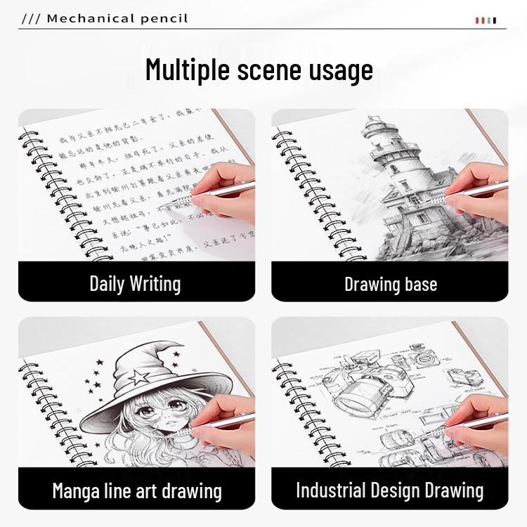 Металлический механический карандаш с низким центром тяжести для профессионального письма и рисования манги