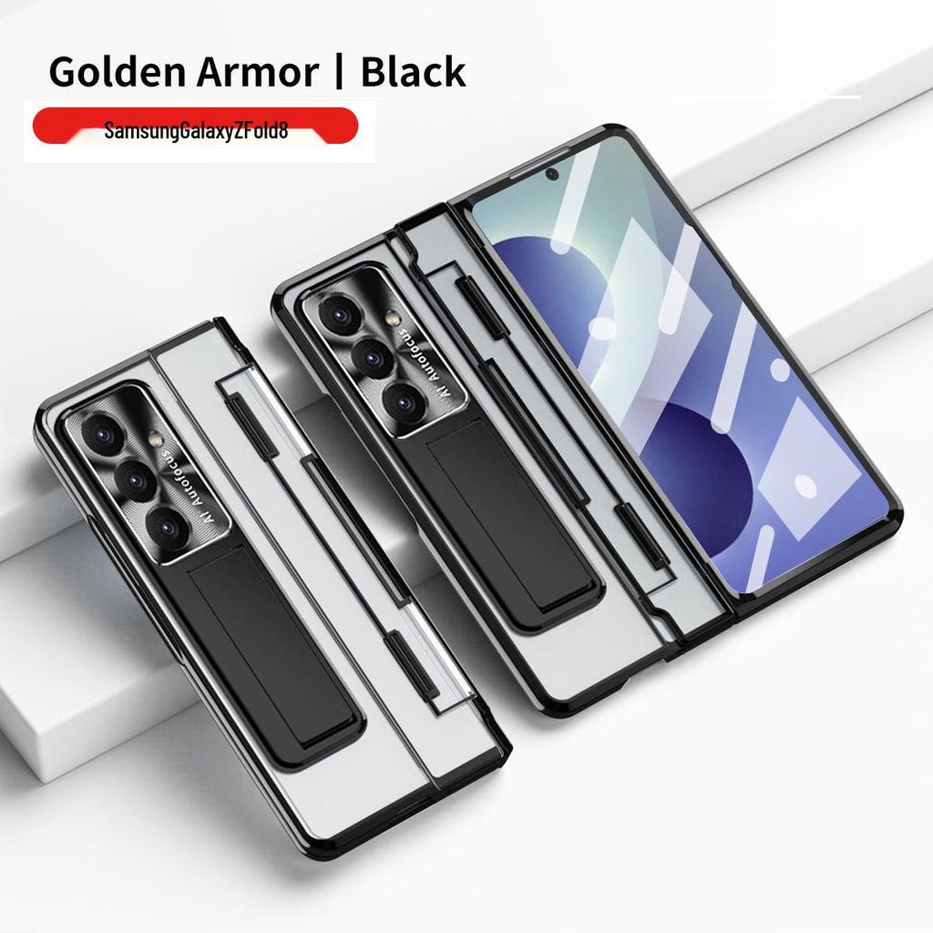 Защитный чехол для Samsung ZFold7 с плоским шарниром, электроплакированной пленкой для объектива и кожаным дизайном (Совместим с FOLD6 и W22)