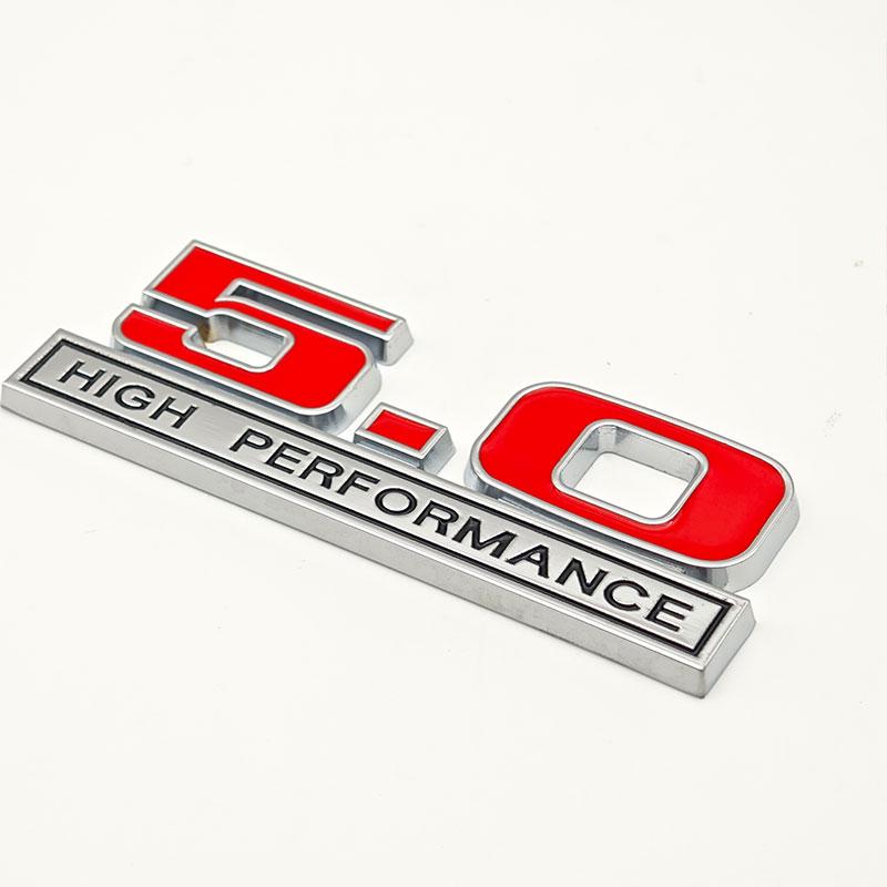 3D Metal Red Chrome 5.0 High Performance Car Rear Trunk Stickers Front Grille Badge Emblem for Ford Mustang Accessories