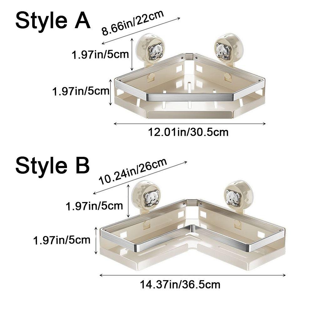 Stainless Steels Suction Cup Storage Shelf Triangular Punch Free Wall Hanging Storage Rack Strong Load-bearing Drainable