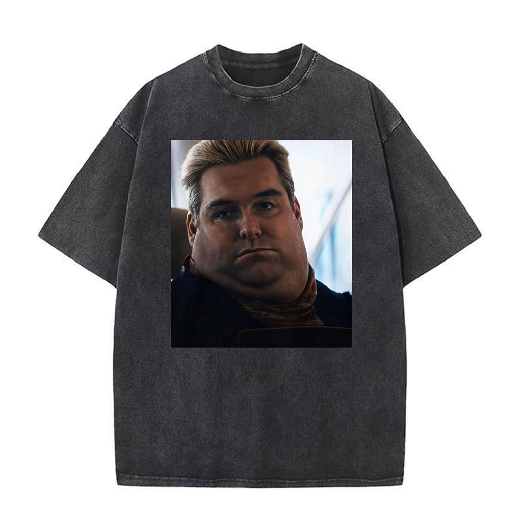 Funny Homelander Meme T Shirts The Boys Clothing Vintage Washed T-shirt Men's Fashion Classic Oversized Loose T Shirt Streetwear