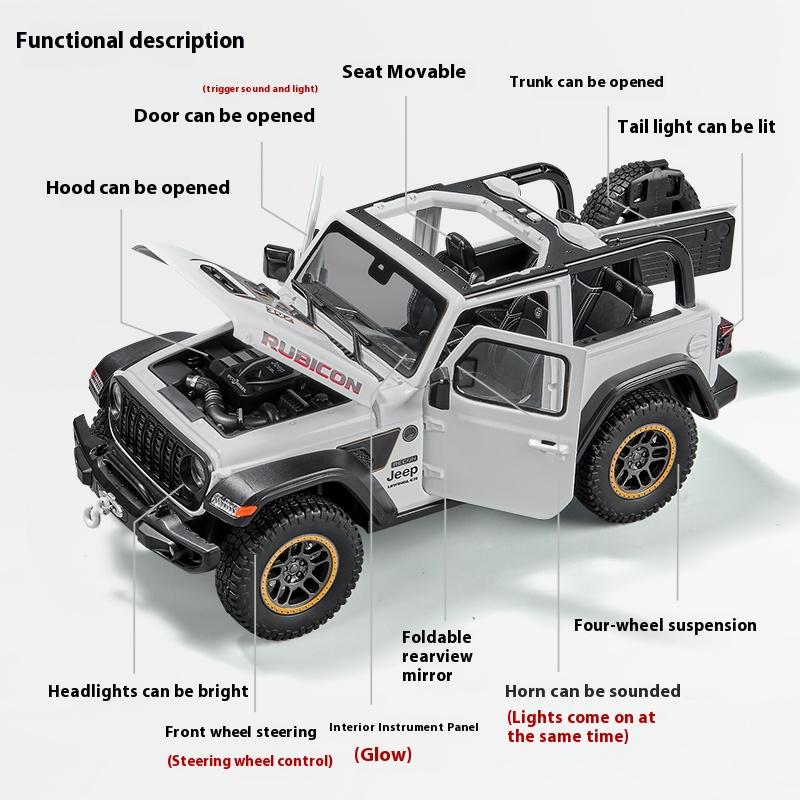 1:18 Jeep Wrangler Rubicon Off Road SUV Alloy Diecast Model Car High Simulation Home Trendy Ornaments Collection Hobby Gifts Toy ALS1