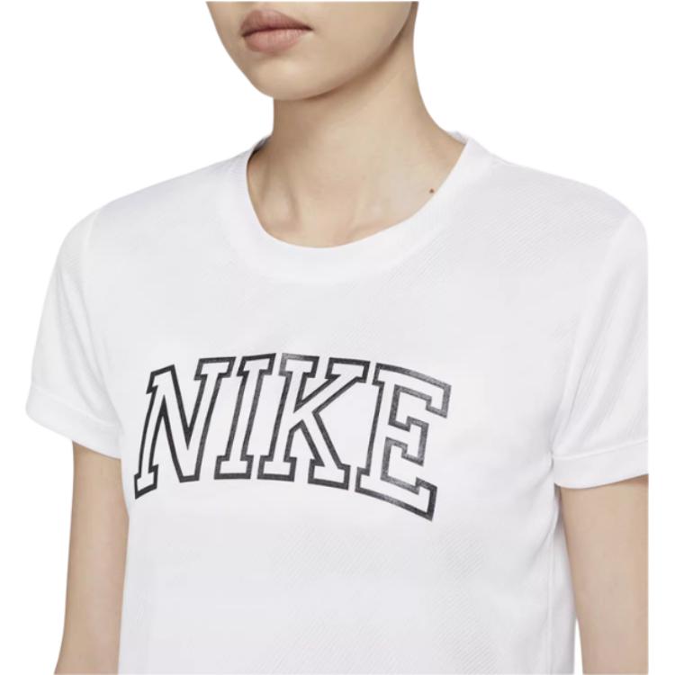 Nike T Shirts Women's White Crew Neck Moderate Straight Fit DQ6372-100