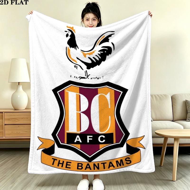 Bradford City Afc Print Flannel Blanket, High quality Comfortable for All Seasons, Home Decor, Warmth and Comfort, Perfect for Christmas Gifts