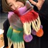 Dopamine Color Striped Handmade Fur Ball Warm Scarf Women's Winter Korean Version Thickened Cold Proof Couple's Scarf