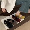 Retro Mori One-word Buckle with Grandma Shoes for Women's 2025 Autumn New Cute Round Head Mary Jane Flat Shoes