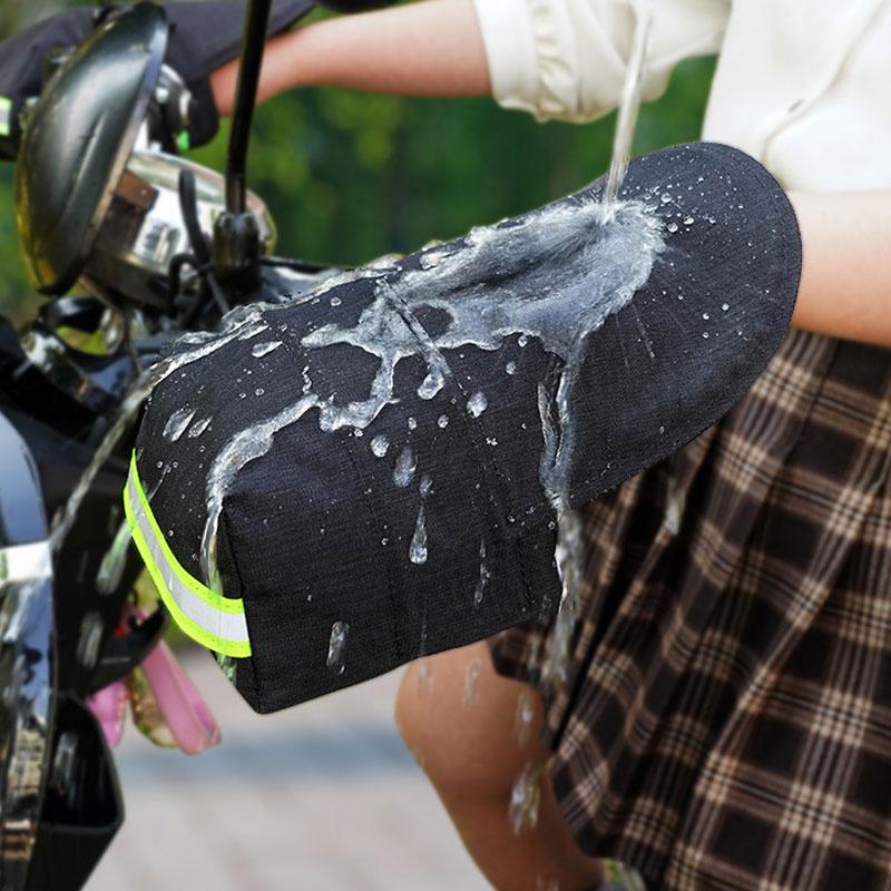 Черные электрические солнцезащитные перчатки-накладки Ночные светоотражающие мотоциклетные велосипедные перчатки ПУ Водонепроницаемые Ветрозащитные Дышащие Накладки на ручки