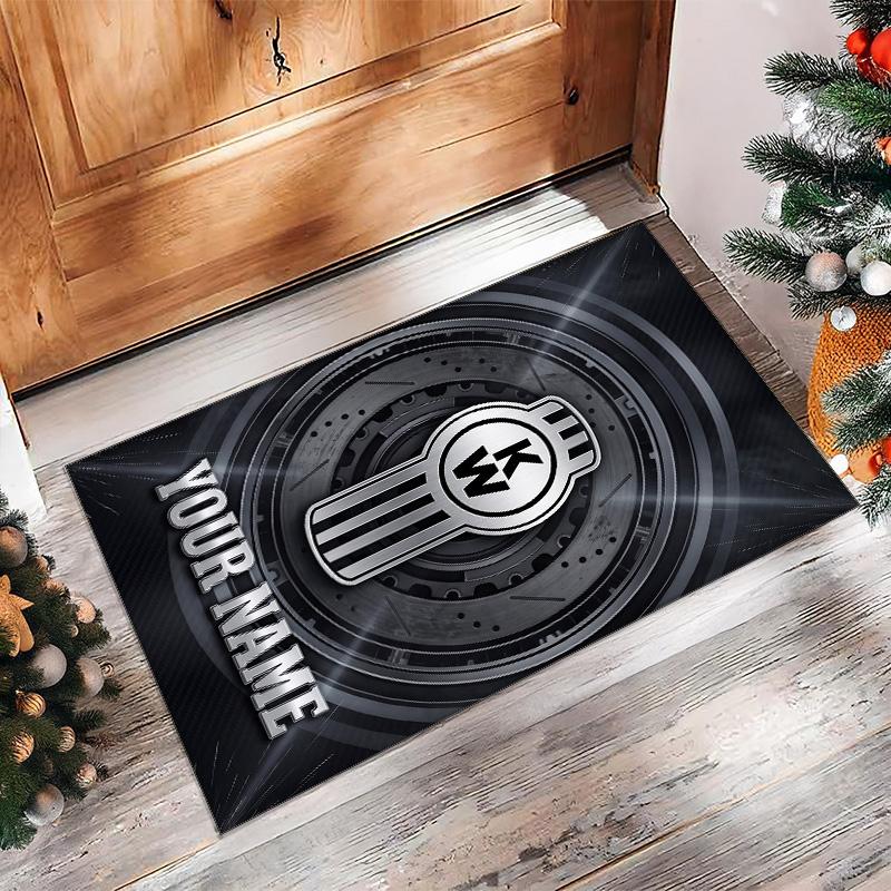 Kenworth Crystal Velvet Rug, Custom Name Text Personalized Non‑Slip Floor Mat for Home Decor Gift