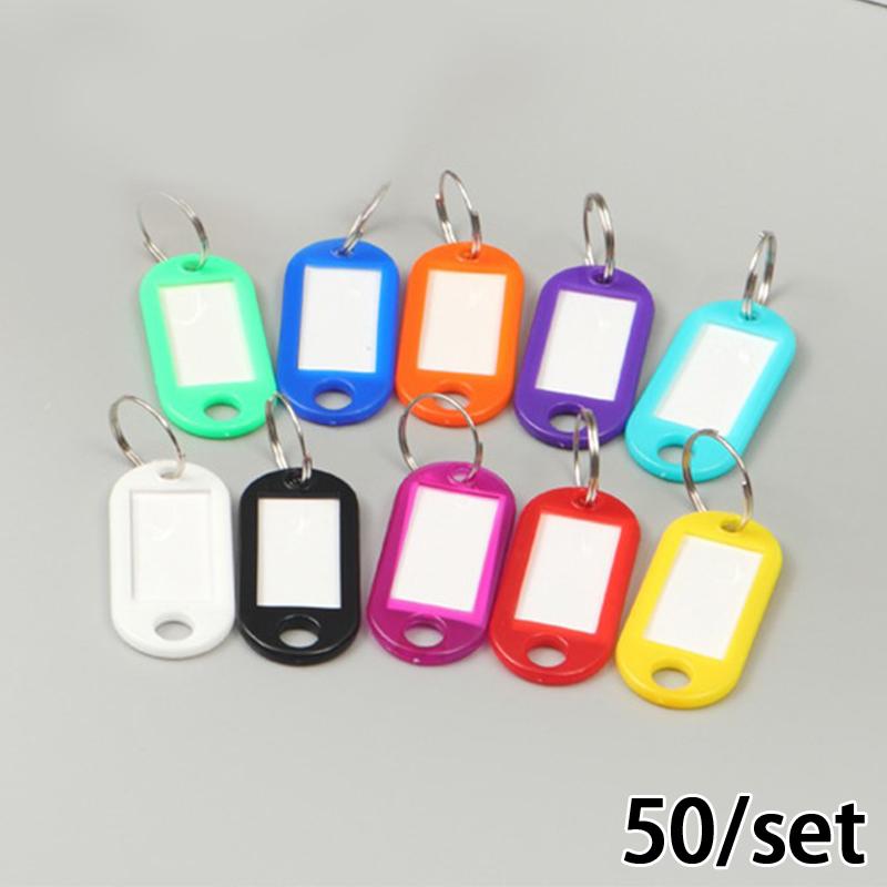 50 PCS Plastic Key Tags Split Ring ID Label Keychains for Organizing Locker Mailbox Apartment Office Home Keys