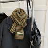 New Striped Knitted Scarf for Women In Winter High End Versatile and Cute Woolen Small Scarf Men's Neck Protector Warm Korean Version