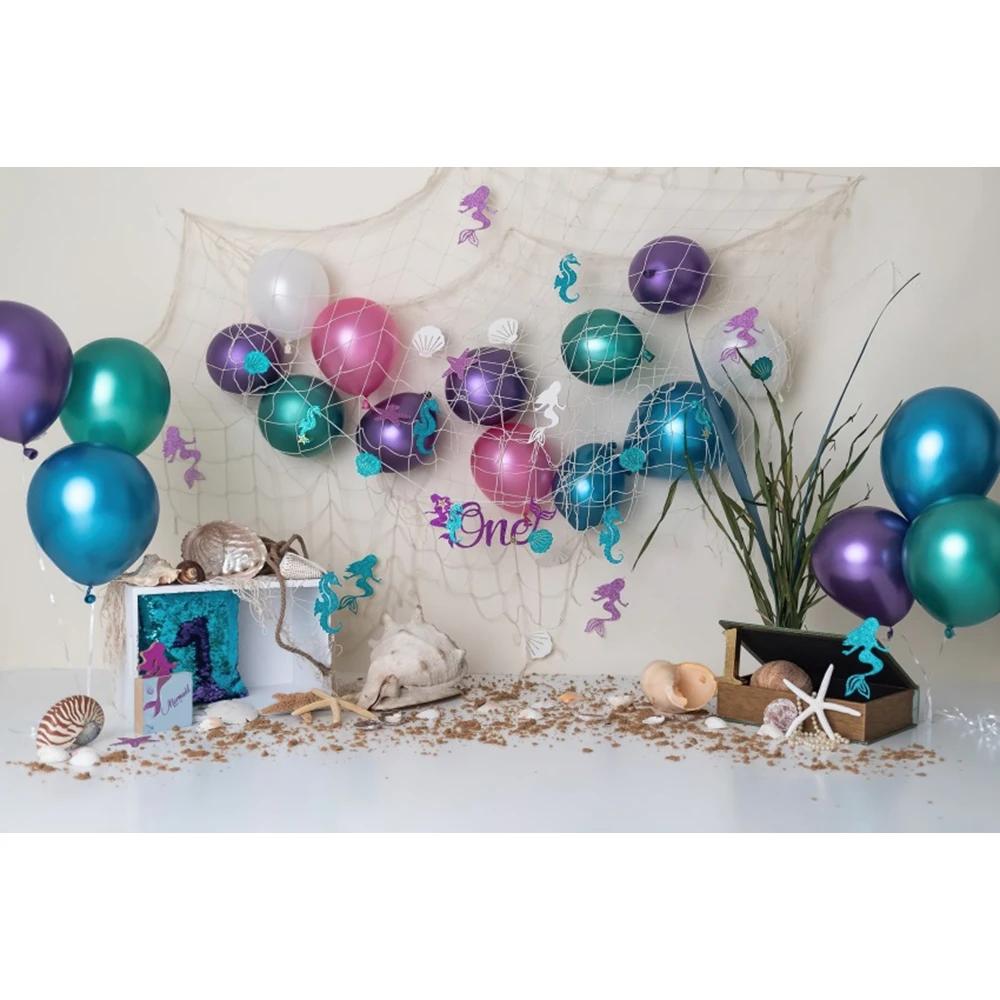 Underwater World Mermaid Theme Photography Background Girls Birthday Party Cake Smash Baby Shower Decor Backdrop Photo Props
