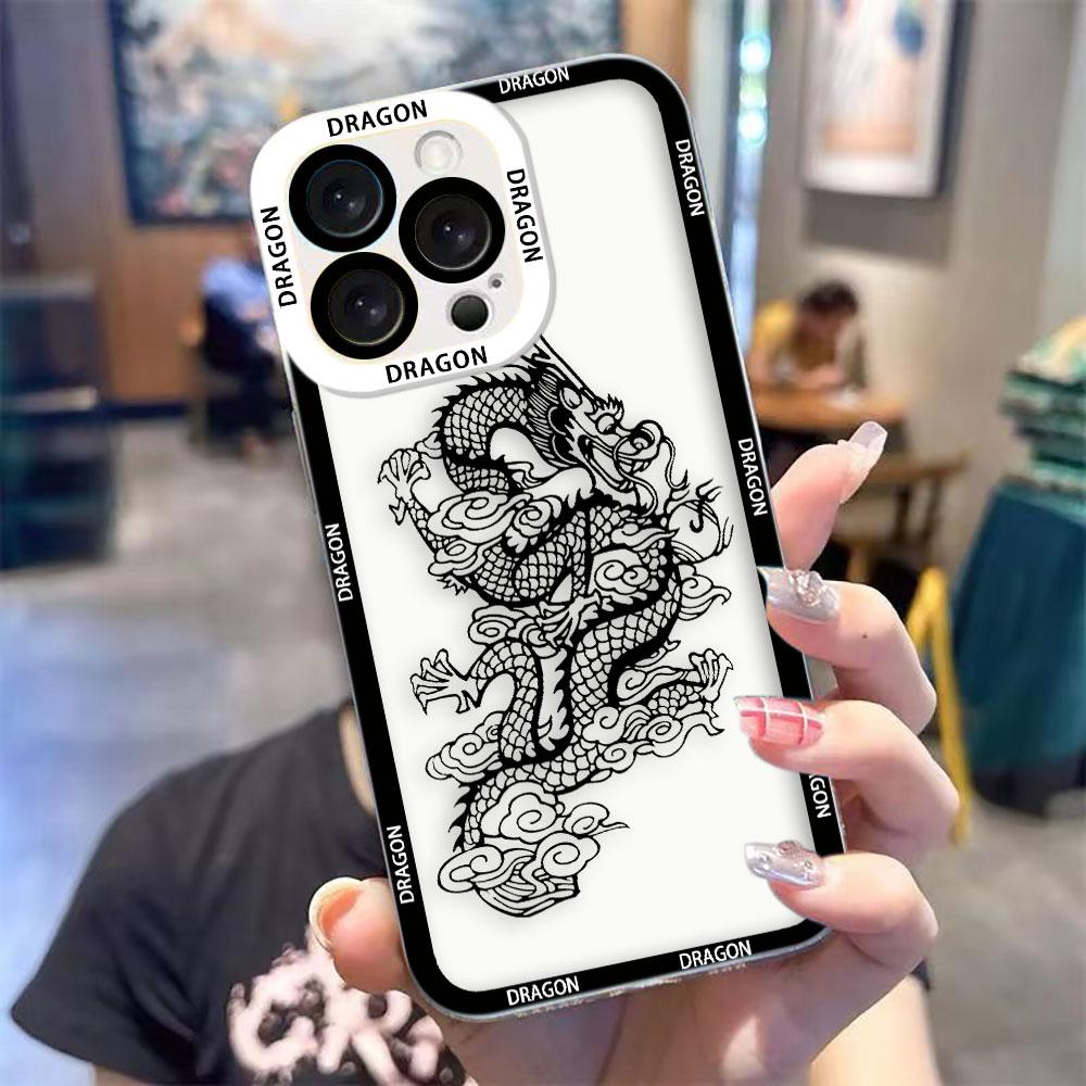 Чехол для телефона с рисунком дракона в стиле туши для Realme 15 5 6 7 7I 8 8I 9 9I 10 11 12 NOTE 70 C75 C71 C67 C65 C55 C53 C35 C33 Case