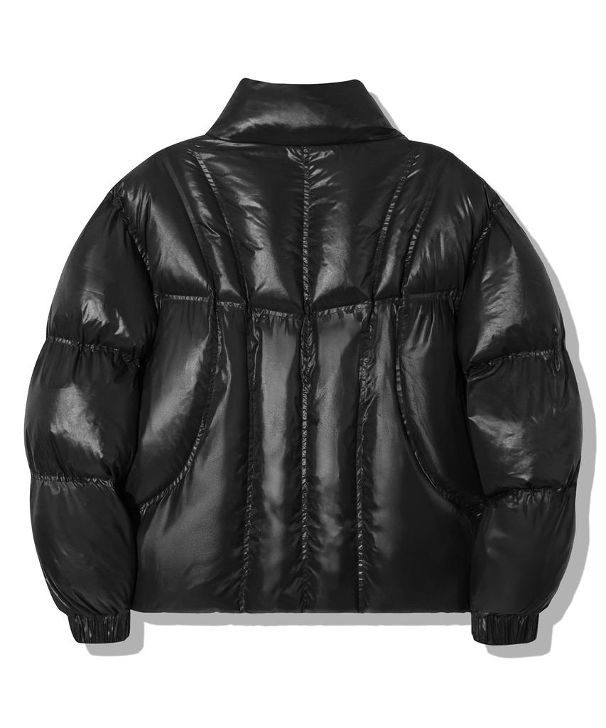 Trillion Глянцевая короткая стеганая куртка с блестящей отделкой [Черный]