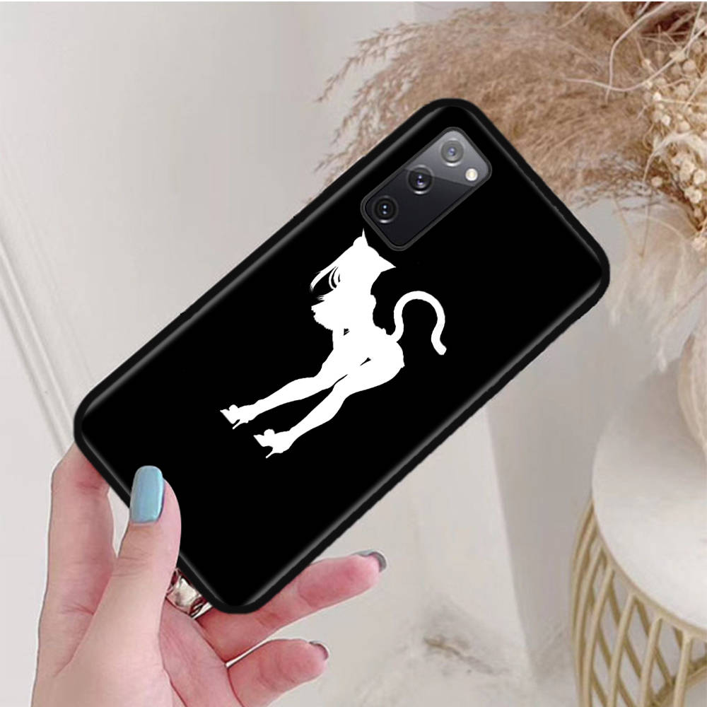 Черный чехол для Xiaomi Poco X6 X4 M5 M6 F5 F6 C65 C55 C50 C51 C40 Pro Redmi 14C A3X 13C 12C 11T 10A 9C Note 7 6 8A Plus W-59 Cat Girl