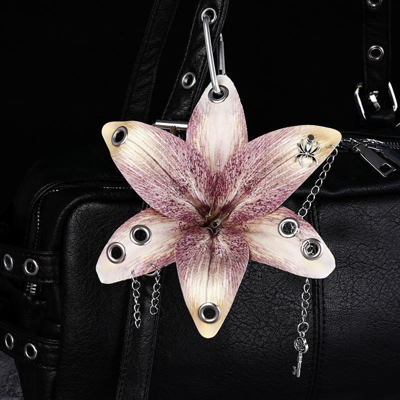 Creative Lily Simulation Flower Keychain Pendant Backpack Decoration Accessories Gifts