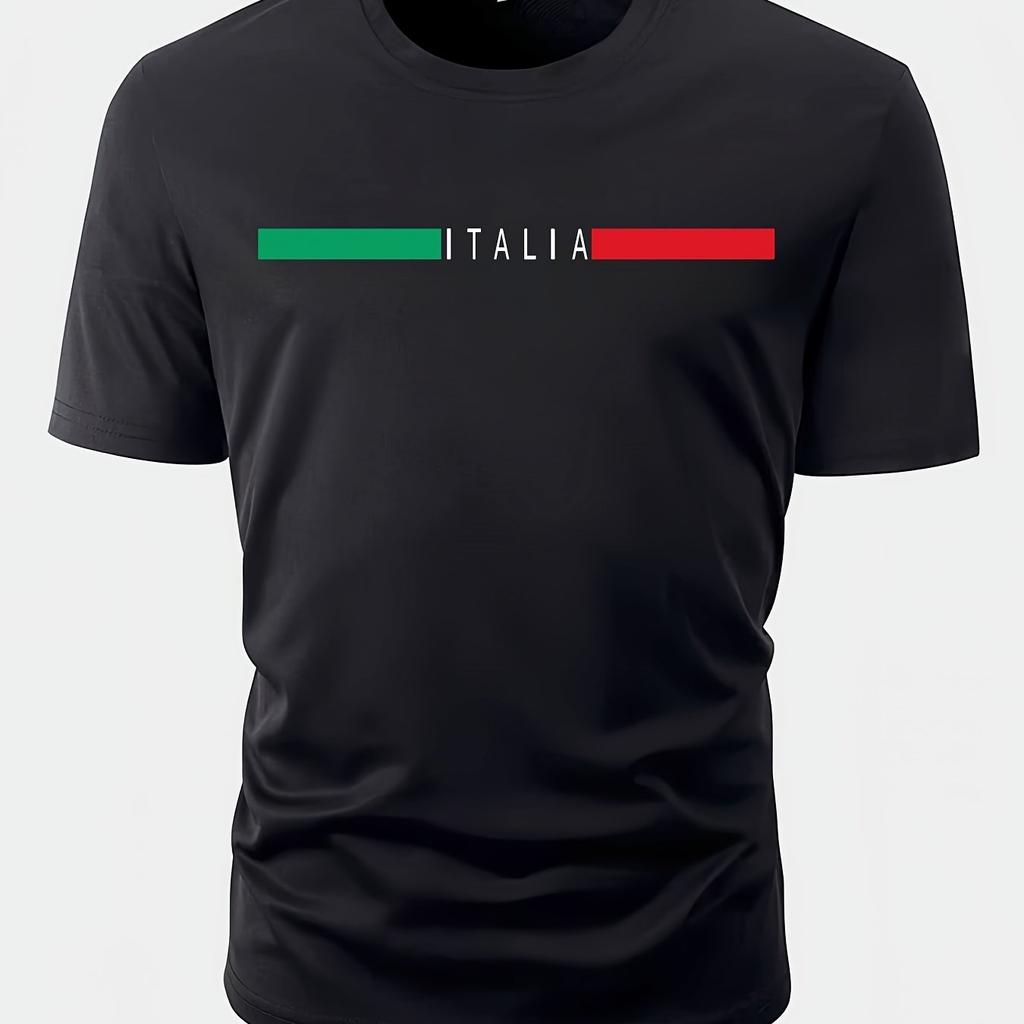 Italia Print Tshirt Men's Graphic Design O-Neck T-shirt Casual Comfy Tshirts For Summer Men's Clothing Tops For Daily Running