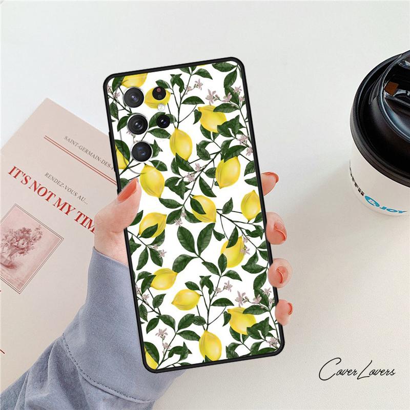 Летний чехол для телефона с лимонами и листьями Для Samsung Galaxy S24 S25 S23 S22 Ultra Note 10 20 Plus S20 S21 FE Чехол