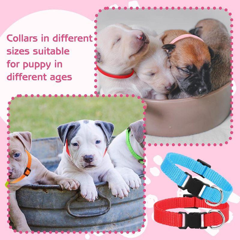 24Pcs Puppy Collar and Leash Set Adjustable Colorful Dog Collars Quick Release Clip Buckle Whelping Collar for Small Medium Dogs