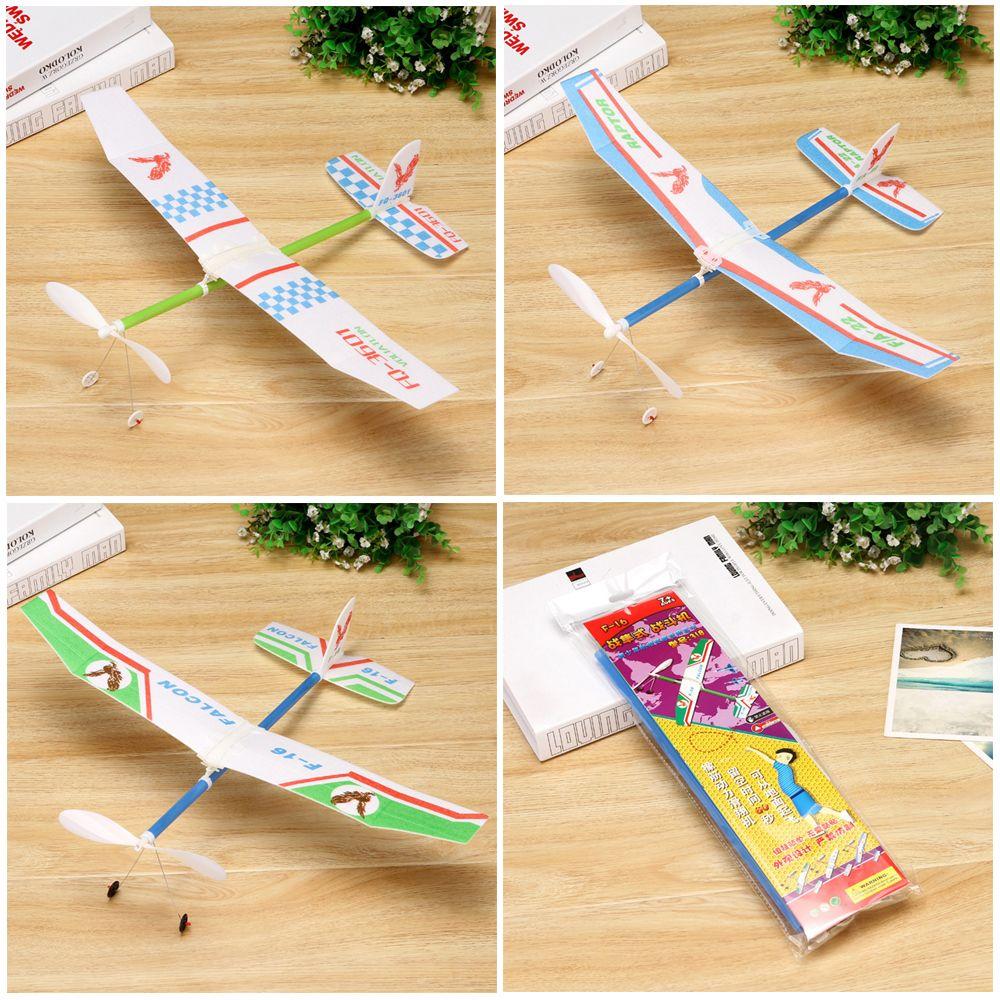 Educational Toys for Students Hand Throw Foam Plane Rubber Bands Power Aircraft Toy Flying Glider