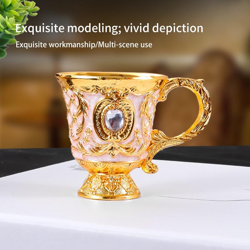 Classical Elegant Wine Glass, Enamel Rose Goblet for Wedding, Party & Home Bar,Vintage Rose Pattern Wine Cup, Gold/Silver Plated Pumpkin Cup