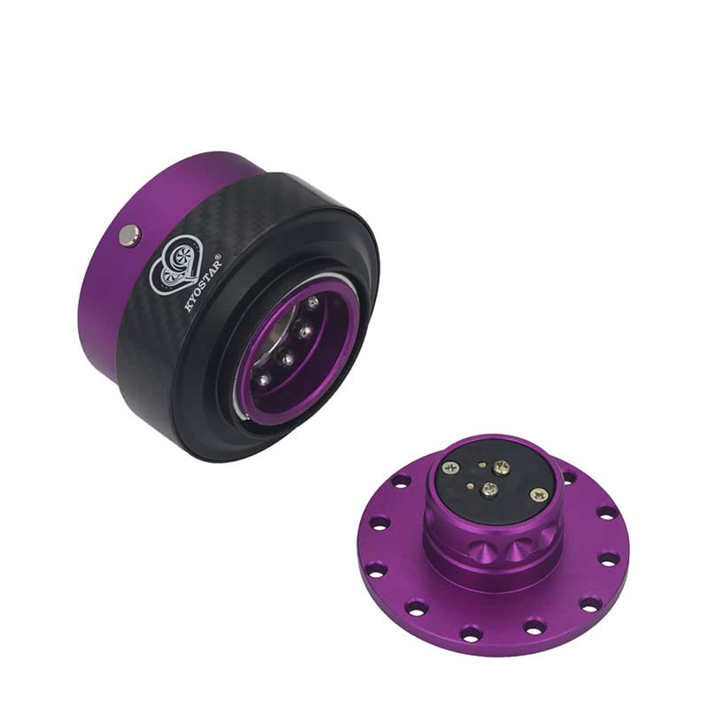 Kyostar 100% Real Carbon Fiber Steering Wheel Quick Release Hub Adapter Snap-Off Booster Kit (Purple)