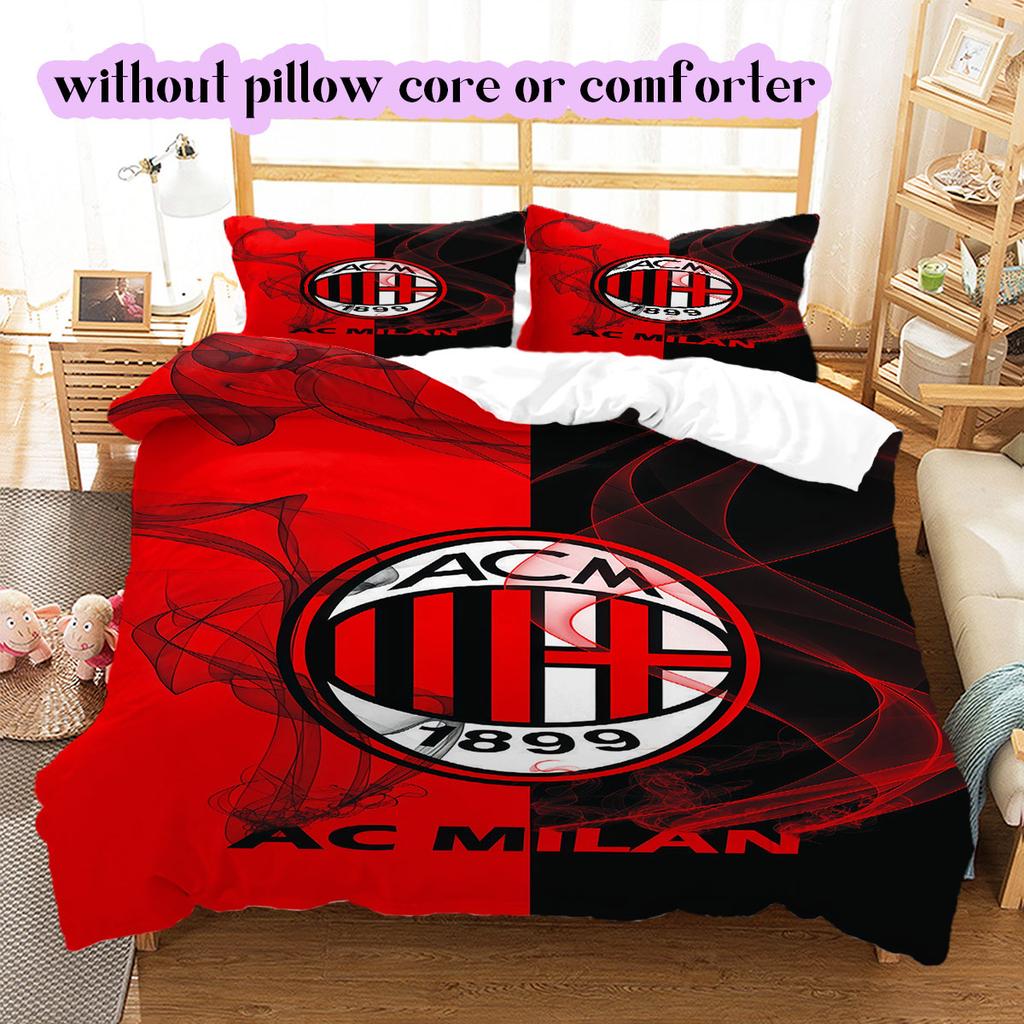 Ac Milan Pattern Bedding,Quilt Set Quilt Cover Pillowcase Home Birthday Gift (1*duvet cover+2*pillowcase,without core)