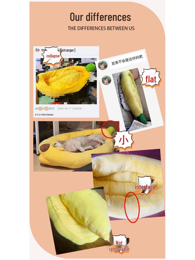 Cartoon Banana Pet Bed for Cats and Small Dogs - Teddy, Bichon, Pomeranian - Four Seasons Mat