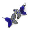 [I2129] - Blue 'Papillon De Cristal' Designer Earrings