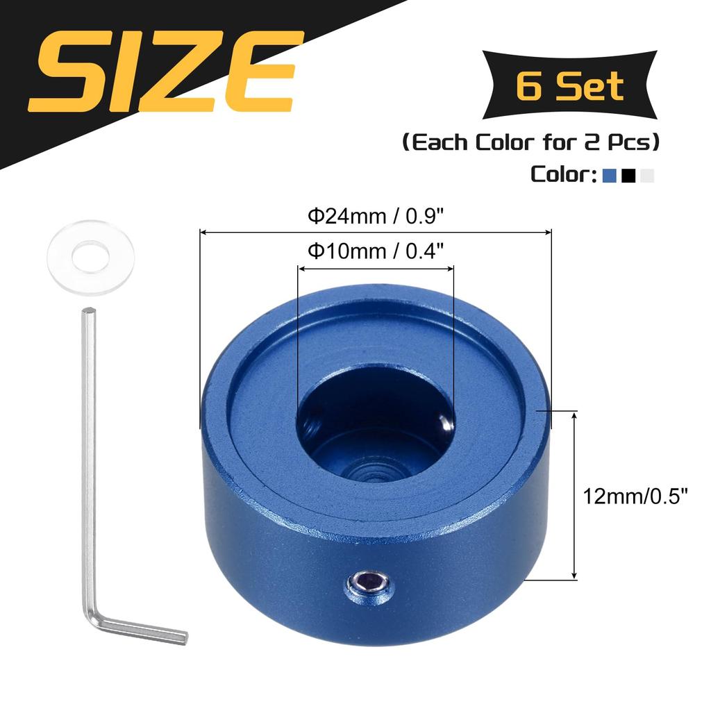 uxcell 6 Pieces Footswitch Toppers Guitar Pedal Button Caps Metal Footswitch Top Covers for Inch Guitar Effect Pedal Buttons in and Dark Blue 3/8