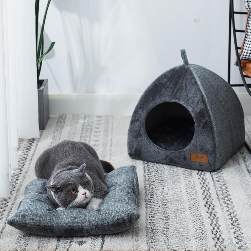 Зимний теплый кошачий домик Thichen Kitten Sleep Mattress Маленький Средний Треугольный Pet Beds для собак на все сезоны Универсальный