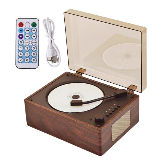 Retro Portable Music Player with Speaker, Bluetooth-compatible Desktop Player with Remote Control for Home, Support USB/Type-C