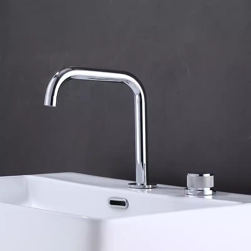 Tuqiu смеситель для ванной комнаты латунный широко расставленный щеткой золотой смеситель для раковины латунный смеситель для раковины 2 отверстия для горячей и холодной воды кран для воды