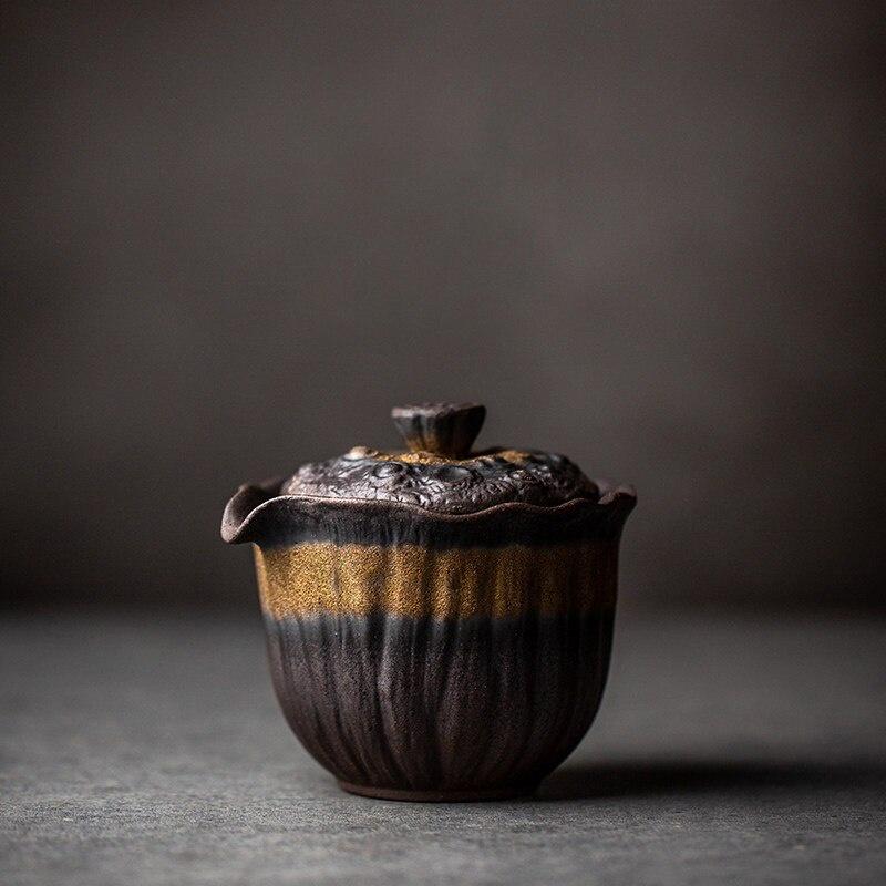 200ml Coarse Pottery Quick Tea Cup Japanese Style Ceramic Handheld Teapot Vintage Kung Fu Tea Set