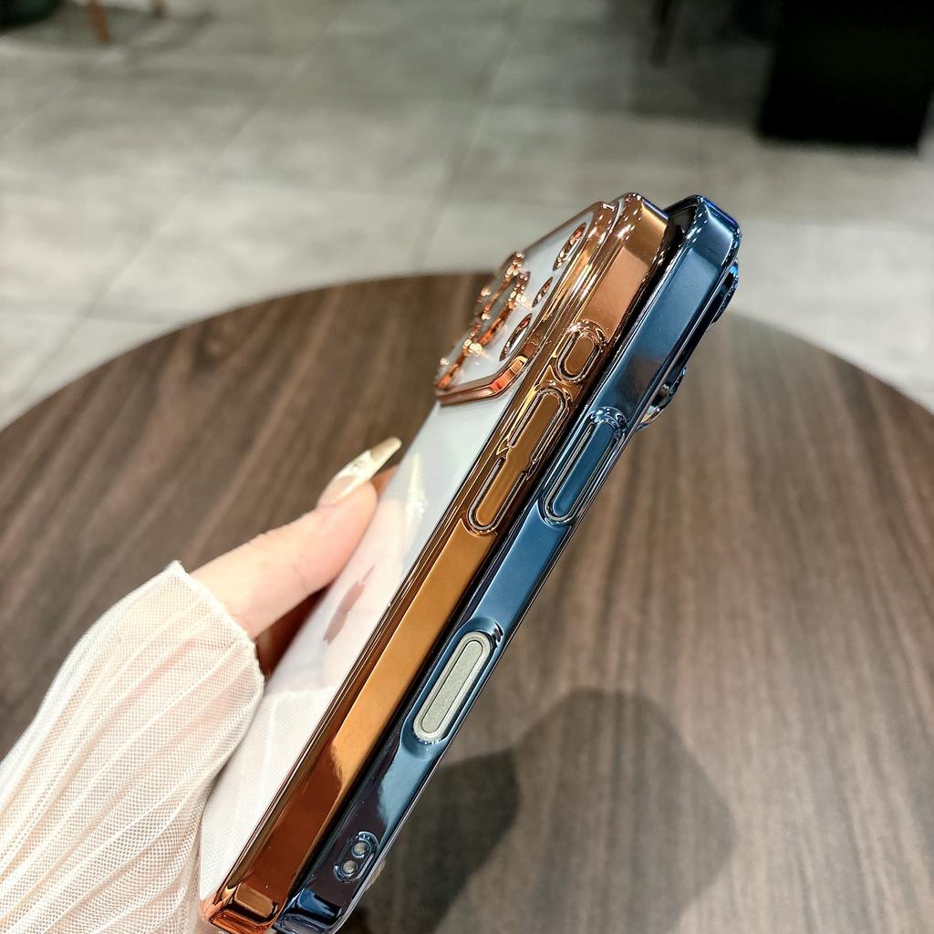 Блестящий Прозрачный Покрытие Жесткий ПК Чехол Для iPhone 17 Air 16 15 14 13 12 11 Pro Max Plus Защита Камеры Сияющая Задняя Крышка
